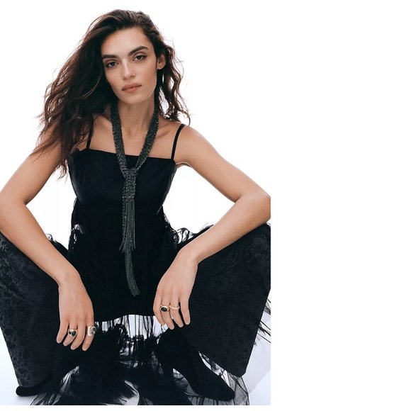 Anthropologie Maeve Tiered Tulle Tunic new with tag nwt black color - Picture 2 of 10